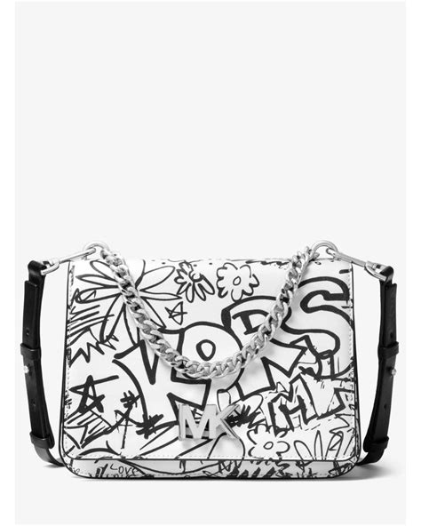 graffiti michael kors purse|Michael Kors White Mk Mott Large Graffiti Leather .